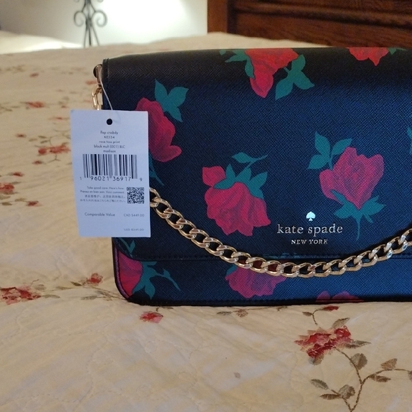 NWT Kate Spade Red and Black Floral Madison Crossbody Bag - Picture 4 of 12